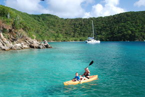 paddling kayaks in the bvi