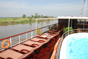 pool and lounge deck on AMA waterways ship, Mekong River Vietnam